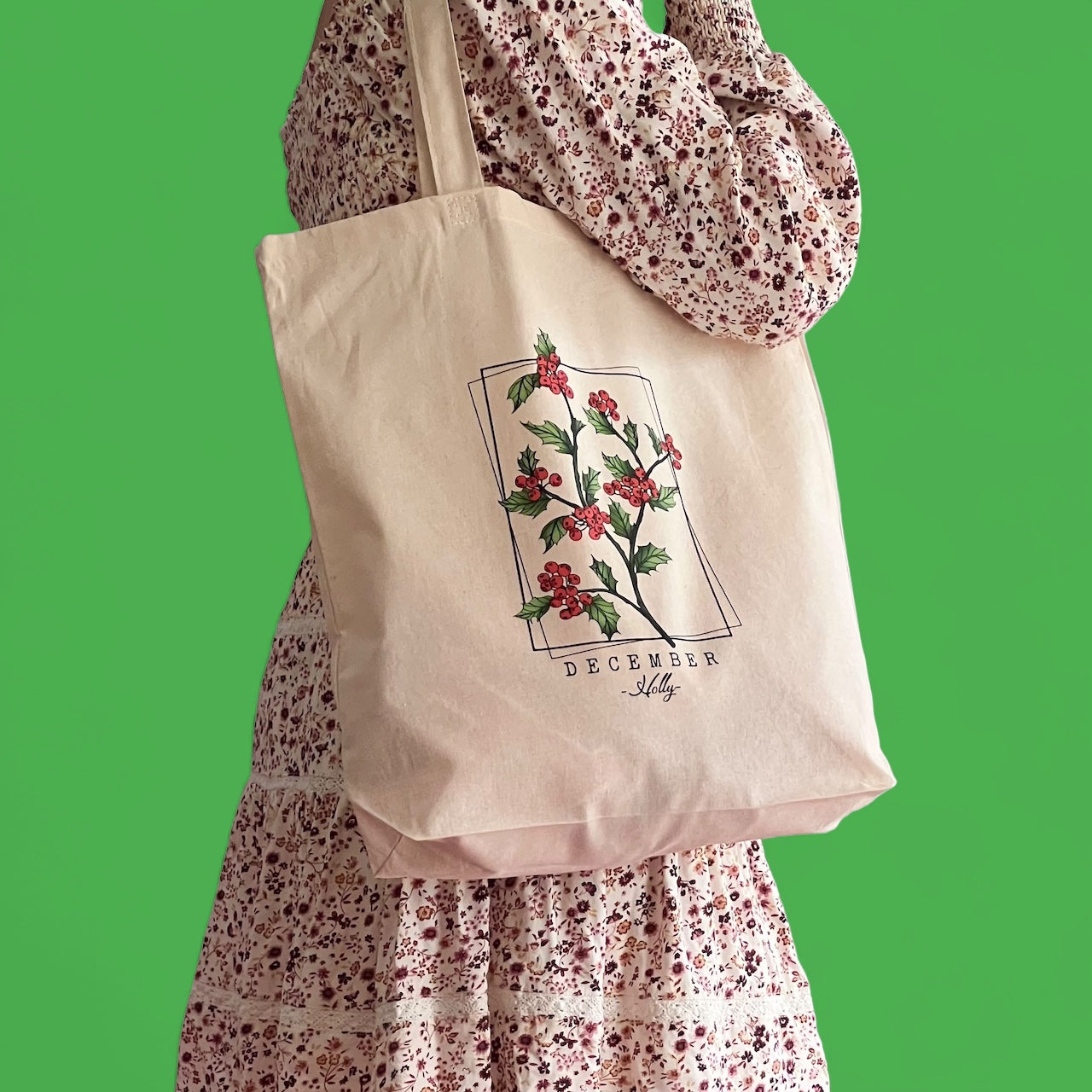 Birth Flower Tote Bag (DECEMBER)