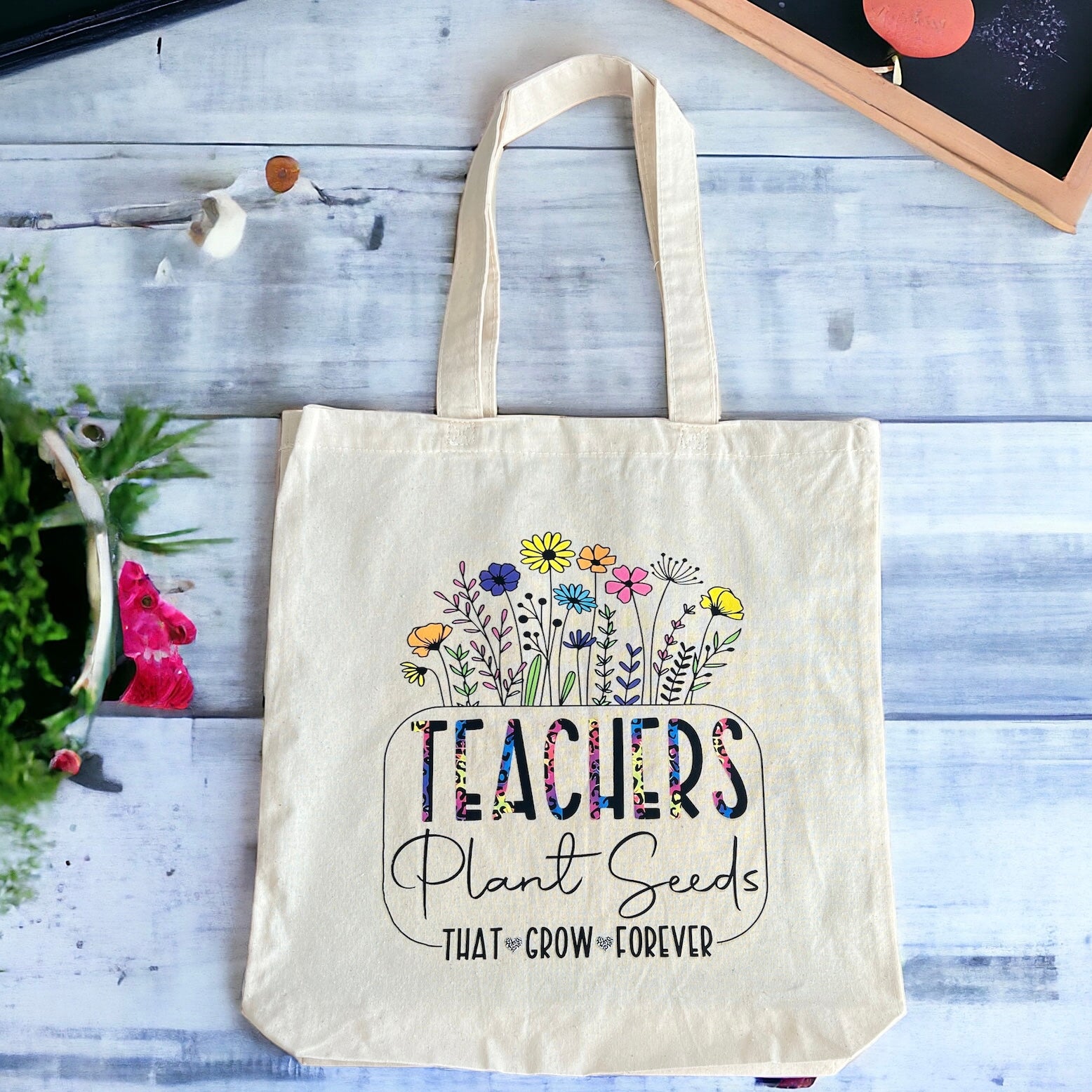 Floral Teacher Tote Bag